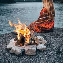 10 Pcs Gas Fireplace Logs, Large Ceramic Logs For Fireplace Decorative, Heat-Resistant Wood Log Gas Realistic Logs, Stackable Wood Branches For Gas Fireplace, Firebowl Indoor Or Outdoor - 棕色 - 查看 9