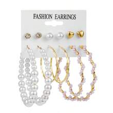 6 Paar/Set Persönlichkeit Metall Dreiteilig Kreolen , C Form Ohrringe und Ohrclips Schmuck