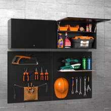 Polup 20"H Metal Wall-Mounted Storage Cabinet, Garage Storage Cabinet, Metal Wall Cabinet With Clamshell Door, Adjustable Shelf, Lockable, Suitable For Home, Garage, Office, Tool Room Storage - Assembly Required