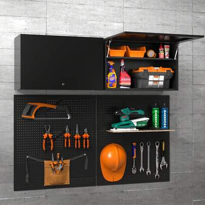 Polup 20"H Metal Wall-Mounted Storage Cabinet, Garage Storage Cabinet, Metal Wall Cabinet With Clamshell Door, Adjustable Shelf, Lockable, Suitable For Home, Garage, Office, Tool Room Storage - Assembly Required