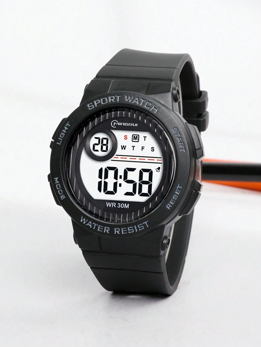 MINGRUI Candy Color Sports Watch For Teens, 30M Waterproof, Swimming, Luminous, Alarm, Chronograph, Shockproof, Anti-Fall, Children/Adolescent Watch - Black - View 1