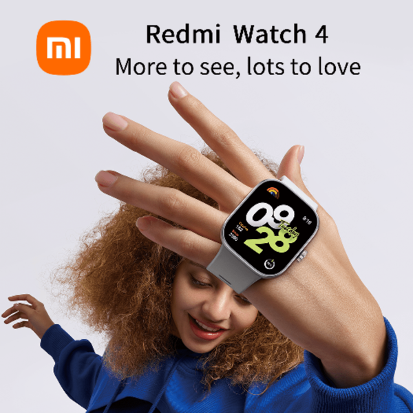 Xiaomi Redmi Watch 4 Obsidian Black, 1.97" AMOLED Display, 60Hz Refresh Rate, 600 Nits Brightness, 470mAh Battery, 200+ Stylish Watch Faces, Built-In Multi-System GNSS, Security Protection, Health Monitor