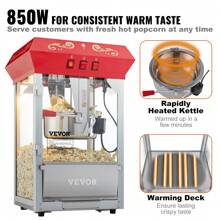 Commercial Popcorn Machine, 8 Oz Kettle, 850 W Countertop Popcorn Maker For 48 Cups Per Batch, Theater Style Popper With 3-Switch Control Steel Frame Tempered Glass Doors 2 Scoops 2 Spoons, Red - Red - View 4