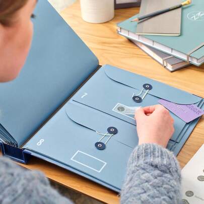 1 pieza Álbum de almacenamiento de archivos | Carpeta con tela teñida personalizada, carpeta de archivos expandible adecuada para documentos importantes, archivos de emergencia, certificados de nacimiento, tarjetas de social, pasaportes, fotos y cartas