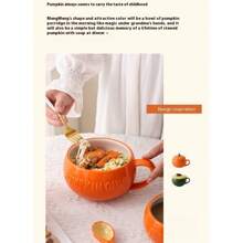 可爱的南瓜形杯、牛油果杯、可爱早餐杯、甜点杯、带盖杯碟套装万圣节派对 - 彩色 - 查看 8