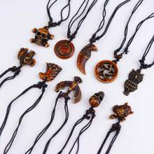 10 pièces/pack Colliers pendentifs en résine vintage avec tortue cool, aigle et dauphin, parfaits pour le port quotidien, les voyages, les fêtes et les cadeaux pour hommes