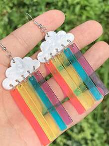 Acryl Laser geschnittene Ohrhänger mit schwarzer Wolke, Blitz und Regentropfen, modischer Schmuck für Frauen