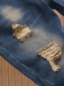 Tween Boy's Casual Jeans With Ripped Details And Pockets - Teal Blue - View 4