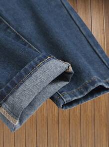 Tween Boy's Casual Jeans With Ripped Details And Pockets - Teal Blue - View 3