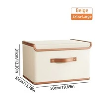 1pc Oxford Cloth Multifunctional Foldable Collapsible Storage Box With Lid In Beige Color, Suitable For Clothes, Toys, Documents Decorations Decor Festival Decor Room Decor Home Decor Decor Bedroom Decor Dress Pants Shoes Jeans Boots Skirtbedroom,Organizer,Organiser,Home Storage,White T Shirt Women,Black Pants Women,Ladies Winter Clothes,Dress,Winter Clothes For Ladies,Elegant Woman Dresses,White Shirt For Ladies,Long Sleeve,White Jumpsuit For Women,Spring Dresses For Women,Spring Outfits For Women,Spring,Spring Clothes,Minimalist,Summer Tops