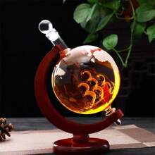 1pc/3pcs Globe Decanter, Whiskey Decanter Globe, Decanters For Alcohol, Crystal Whisky Decanter, Glass Liquor Decanter, For Bourbon, Whiskey, Scotch, Vodka, Rum, Tequila, Wine, 850ml/29oz, Gift For Father