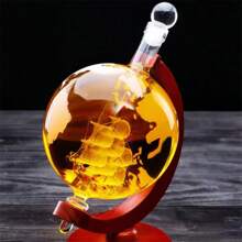 1pc/3pcs Globe Decanter, Whiskey Decanter Globe, Decanters For Alcohol, Crystal Whisky Decanter, Glass Liquor Decanter, For Bourbon, Whiskey, Scotch, Vodka, Rum, Tequila, Wine, 850ml/29oz, Gift For Father