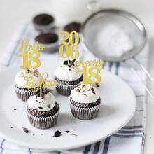 12 件 18 岁生日纸质装饰物，蛋糕装饰，非常适合生日派对和烘焙 - 彩色 - 查看 9