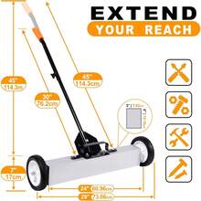 Magnetic Pick Up Sweeper 24-Inch Large Magnet Pickup Lawn Sweeper Roofing Tools, 33Lbs Yard Magnet With Telescoping Holder And Quick Release Latch Industrial Magnets Heavy Duty - 1 - Xem 5
