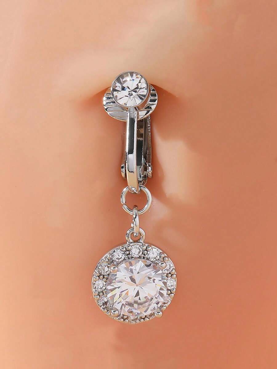 Fake Belly Round Fake Belly Piercing Clip On Umbilical Navel Fake