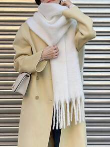 1 Women'solid Color Mohair Scarf Female Autumn Winter 2024 New All-In-One Neck Korean Version Of Advanced Sense Thick Warm Cape Suitable For Daily Use Accessories Women - Multicolor - View 6