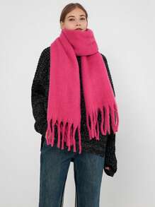 1 Women'solid Color Mohair Scarf Female Autumn Winter 2024 New All-In-One Neck Korean Version Of Advanced Sense Thick Warm Cape Suitable For Daily Use Accessories Women - Multicolor - View 13