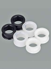 3 对装黑色透明白色厚硅胶隧道柔性耳皮空心量规适用于耳洞穿刺 - 三對混顏色 - 查看 11