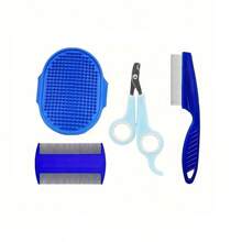 Kit de aseo para conejo de 4 piezas con peines removedores de manchas de lágrimas, cortaúñas para mascotas, cepillo de doble lado para baño con champú Hamster Suministros para conejos - Multicolor - Ver 9
