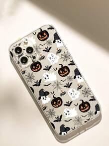 Pumpkin 1pc Halloween Fashionable Anti-Fall Anti-Slip Protective Phone Case Compatible With IPhone, Compatible With Honor, Compatible With Redmi, Compatible With Samsung Galaxy, Compatible With Pixel,International Version, Not The Domestic Version - Clear - View 3