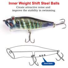 Topwater Pencil Popper Lures Swimbaits Floating Hard Lures For Bass Trout Walleye Redfish Floating Pencil Popper Lures (Fishing Bait Eyes Are Random) - Multicolor - View 5