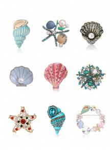 珐琅珍珠海洋贝壳胸针 女士海洋动物胸针 派对宴会珠宝礼物 - 貝殼 - 查看 4