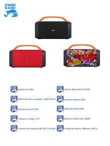 Altavoz Bluetooth inalámbrico, audio doméstico portátil de alta calidad y alta potencia para cantar al aire libre - Rojo - Ver 2