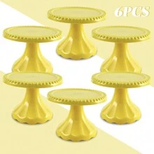 Juego de 3 piezas/6 piezas Soporte mini para cupcakes, portador de cupcakes de plástico, plato de servir para decoraciones de fiesta de boda, cumpleaños, decoraciones de fiesta rosa, soporte para pastel para decoraciones de Navidad, baby shower, boda, suministros para fiesta de boda, decoraciones de boda, accesorios de boda, soporte para tarta de boda