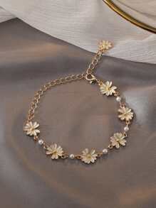 1pc Simple & Elegant Daisy Bracelet, Suitable For Girls' Daily Wear
