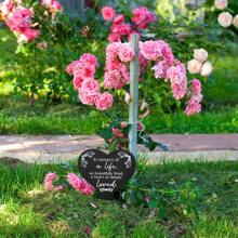Headstones For Graves-1pc Heart Grave Markers Memorial Remembrance Plaque Stake Acrylic Grave Marker For Cemetery, Grave Decorations For Cemetery, Mother's Day Grave Decorations, Unique Grave Decorations Memorial Day Grave Decorations, Memorial Plaque Sympathy Gifts For Loss Of Loved One Grave Marker For Cemetery Memorial Garden Stake Sympathy Grave Stake Birthday - White+Black - View 5