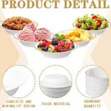 25/50/100pcs Paper Bowls Bulk 12oz Disposable Bowls, Snack Salad Bowl Serving Tableware, Hot Cold Food Party Supplies For Wedding Birthday Baby Shower Celebration Christmas Thanksgiving