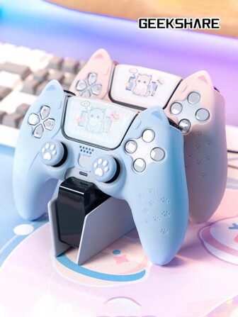 GeekShare Etui na gamepad z silikonu w kształcie kocich uszu i osłona przycisku łapki kota