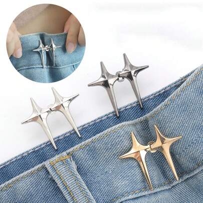 2 Adjustable Belt Tightening Clips - Cross Star Seamless Trouser Buckle Pins, Suitable For Daily And Special Activities, The Pants Are Not Tight, And Can Also Be Used For Big Buttocks, Suitable For Men And Women