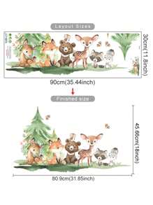 SURELIFE Waldtier-Thema Bär, Hirsch, Hase Wandaufkleber für Kinderzimmer, Babyzimmer Dekoration, Tapete, Wandtattoo, Vinyl-Aufkleber für Heimdekoration, Frühlingsdekoration zum Auffrischen Ihres Zuhauses, Rama Dekorations-Aufkleber, Geschenke zu Geburtstag und Abschluss