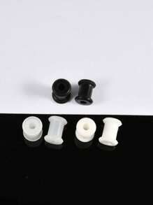 3 对装黑色透明白色厚硅胶隧道柔性耳皮空心量规适用于耳洞穿刺 - 三對混顏色 - 查看 21