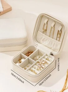 CASEGRACE 1pc PU Leather Square Jewelry Box Organizer Portable Necklace Ring Jewellery Storage Case For Valentine's Day Gift Back To School