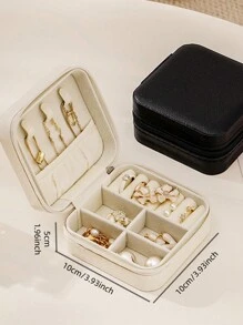 CASEGRACE 1pc PU Leather Square Jewelry Box Organizer Portable Necklace Ring Jewellery Storage Case For Valentine's Day Gift Back To School
