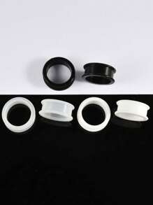 3 对装黑色透明白色厚硅胶隧道柔性耳皮空心量规适用于耳洞穿刺 - 三對混顏色 - 查看 20