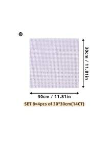 4pcs White DIY Cross Stitch Fabric, Thick Material With Even Threads, For Making Flat Finished Products. Available In 11CT And 14CT, With 6 Cutting Size Options.