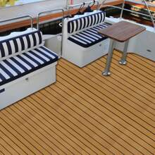 YUNRUX 240 x 60 x 0,6 cm Alfombrilla autoadhesiva para suelo de yate, cubierta para barco, marrón con costura negra, alfombrilla para suelo de yate para autocaravana, fácil de limpiar e instalar
