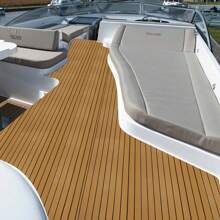 YUNRUX 240 x 60 x 0,6 cm Alfombrilla autoadhesiva para suelo de yate, cubierta para barco, marrón con costura negra, alfombrilla para suelo de yate para autocaravana, fácil de limpiar e instalar