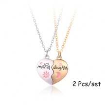 2 Pcs/Set Mother Daughter Son Pendant Necklace Magnetic Necklace Honey Sun Moon Love Couple Chain Choke Broken Heart BFF Friendship Forever Stitching Pendant Chain For Men BFF Friendship Mother's Day Jewelry Gifts - Multicolor - View 12