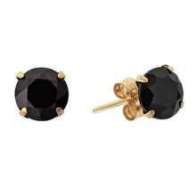 Paris Jewelry 14k Yellow Gold Plated Black Sapphire Stud Earrings 1/2 Ct Round Gemstone - 彩色 - 查看 1