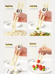 1pc Children Training Chopsticks, Tableware Household Practice Chopsticks For Baby, Toddler Beginners - Brown - View 3