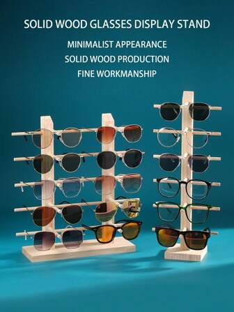 1 pieza Soporte de madera para exhibir gafas, estante para joyas, organizador de almacenamiento de gafas de sol, soporte para exhibir gafas graduadas, estante para puesto, disponible en varios tamaños, gran regalo para mujeres de vuelta a la escuela