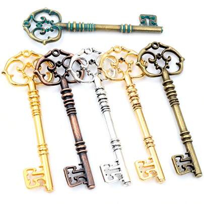 5 pezzi Ciondoli con chiave retrò da 83x31 mm per la creazione di gioielli fai-da-te, per collane o portachiavi