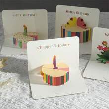 1pc Cake 3D Pop-Up Happy Birthday Greeting Card With Envelope, Fun Simple Style Birthday Card