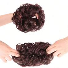 1 pieza Accesorio decorativo para el cabello, extensión de moño natural para uso diario, fiesta, actuación y disfraz. Accesorio para el cabello: moño esponjoso, cinta elástica, diadema, banda de goma para un aspecto desordenado y elegante. Pelo sintético rizado de alta temperatura con banda de goma - moño tipo dona. Opción ideal como regalo, elásticos para el cabello, sujetadores de cola de caballo, bandas de goma, colas de caballo.