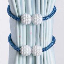 2pcs Magnetic Curtain Tiebacks, Faux Pearl Ball Decorative Home Curtain Buckle, Curtain Rope Straps For Holding Curtains & Drapes, For Bedroom Living Room Home Decor