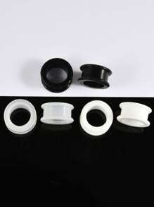 3 对装黑色透明白色厚硅胶隧道柔性耳皮空心量规适用于耳洞穿刺 - 三對混顏色 - 查看 12